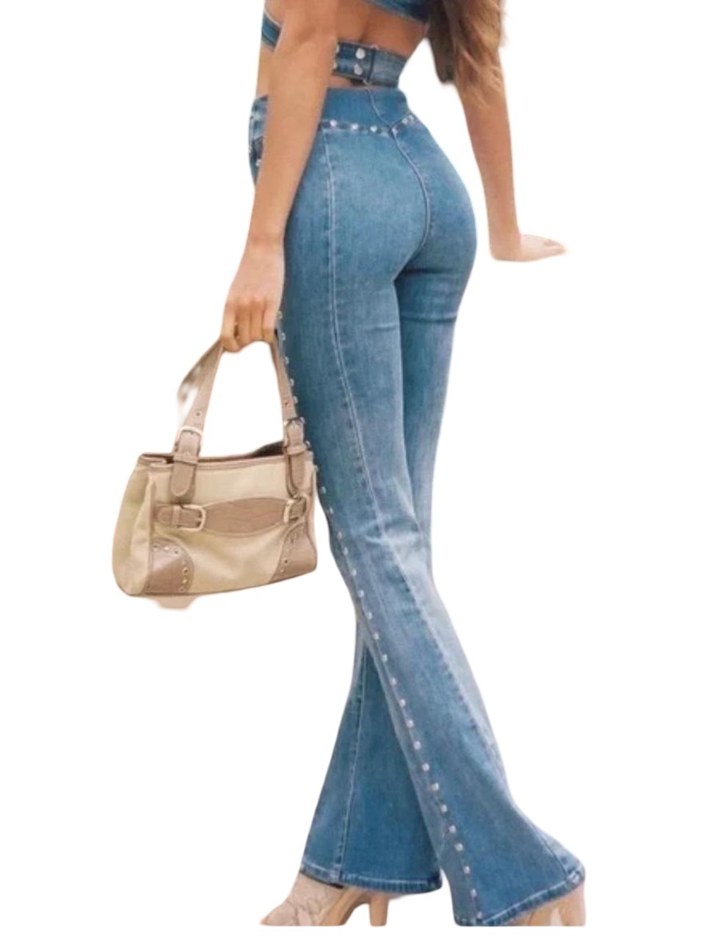 I.AM.GIA Light Blue Stud-Trim Flare Jeans - Picture 2 of 9